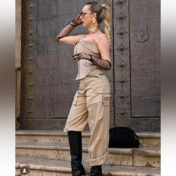 ZARA TOPSTITCHED ZIPPERED PANTS - Picture 1 of 8